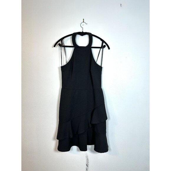 CITY TRIANGLES JUNIORS sz 9 LITTLE BLACK DRESS Tiered Halter Neck Fit Flare LBD - Picture 1 of 9